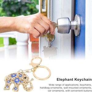 Gold and Black Elephant Key Holder Evil Eye Bag Charm